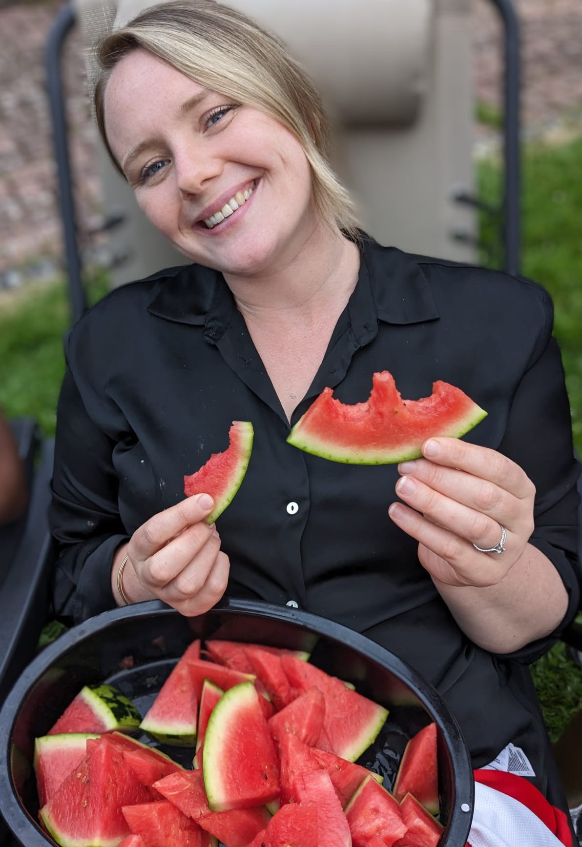 Woman with watermelon in her hands